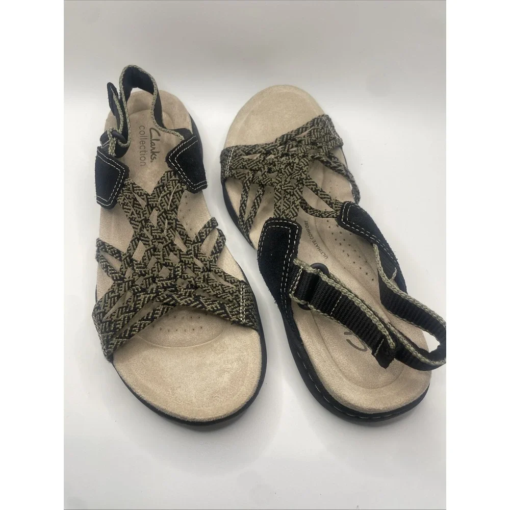 Clarks Women Amanda Ease Slingback‎ Fisherman Sandals Size US 5.5M Sand Combi